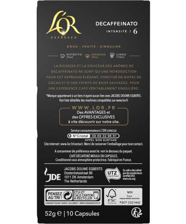L'Or Espresso Caf Decaffeinato Intensity 6 - 50 Nespresso Compatible Aluminum Capsules (10 capsules) - Buy Online on GoSupps.com
