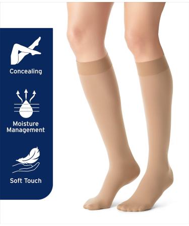 JOBST Opaque Knee High Compression Stockings 20-30 mmHg - Open Toe Medium - Natural | International Shipping Available - Buy Online on GoSupps.com