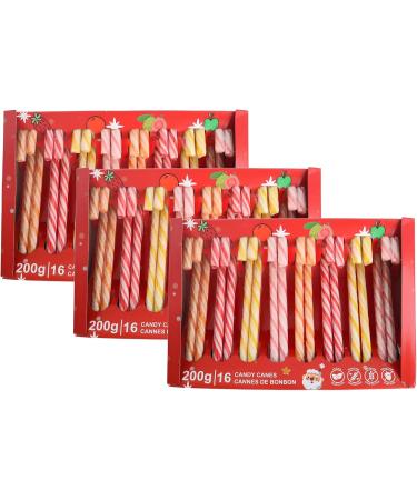 CANDITO Mixed Fruit Assorted Candy Canes (3 PACK) Natural Flavours (Strawberry Guava Apple Orange) Vegan Gluten-Free Peanut-Free No Artificial Colours/Flavours 16 Candy Canes 200g Healthier & Low-Calorie Treat - Excellent for Christmas PACK OF 3 - Buy Online on GoSupps.com