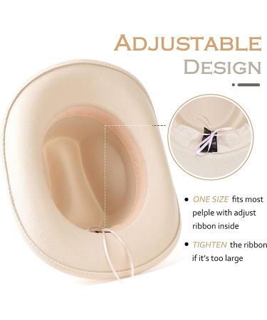 Lisianthus Wide Brim Cowboy Hat - Diamond Shaped Beige Medium - Unisex Western Outdoor Felt Hat - Buy Online on GoSupps.com