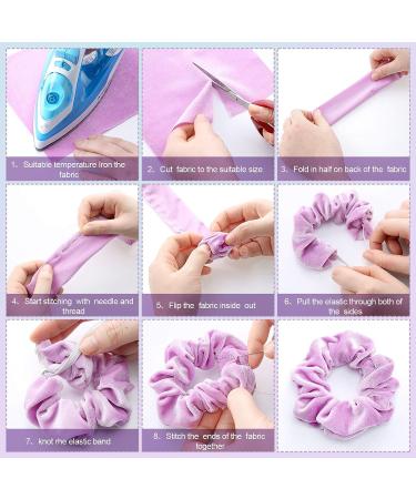 12 Pieces Velvet Hair Scrunchies Making Kit - 12 Colors with Elastic Hair Bands for DIY Hair Accessories - Great for Women and Girls - Buy Online on GoSupps.com