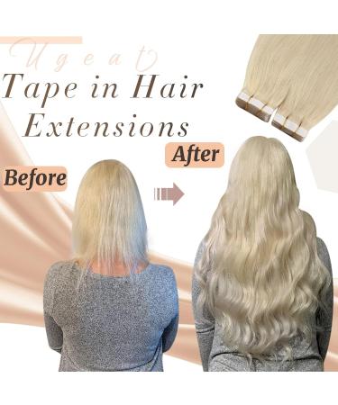 Ugeat 60cm Real Hair Tape Extensions - Blonde Invisible Adhesive 20 Pieces 50g - #60 - Buy Online on GoSupps.com