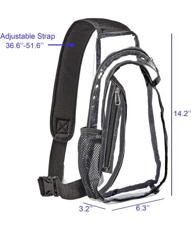 Clear PVC Sling Bag: Stadium Approved Crossbody Backpack in Black - Buy Online on GoSupps.com