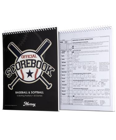 Murray Sporting Goods Baseball & Softball Scorebook - 35 Games Score Book - Side by Side Score Keeping Book for Stats - Adult, Youth, Little League Baseball Softball Scorebook for Scorekeepers