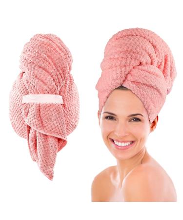 Large Microfiber Hair Towel  Highly Absorbant Hair Towel Wrap for Women Wet Hair  Ultra-Soft Hair Drying Towel Fast Drying with Elastic Strap for Curly  Long & Thick Hair