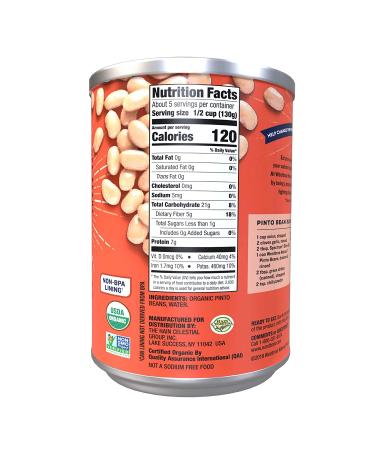 Westbrae Natural Organic Pinto Beans - No Salt Added, 25 Oz (12 Pack) | Healthy Plant-Based Protein - Buy Online on GoSupps.com