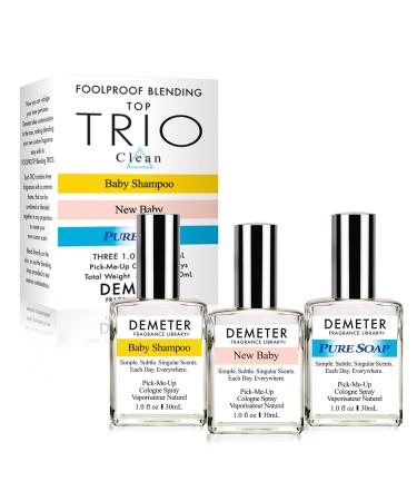 DEMETER Clean Foolproof Blending Cologne Set Baby Shampoo New Baby and Pure Soap 1 0z Each Perfume for Women and Men Set of 3