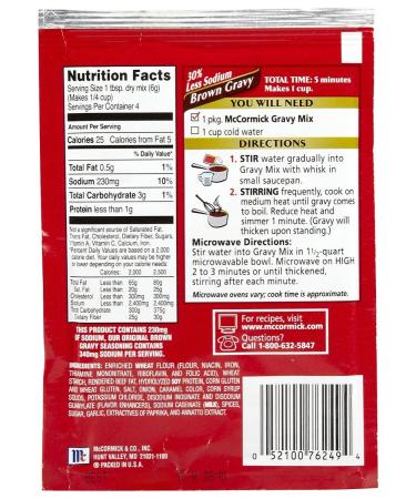 McCormick Lo-Sodium Brown Gravy Mix 0.87 oz - Pack of 6 - Buy Online on GoSupps.com
