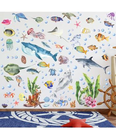 Glow in The Dark Ocean Fish Wall Stickers - Luminous Underwater Sea World Art for Kids Bedroom - Blue Ocean Theme Fluorescent Jellyfish Decor - Buy Online on GoSupps.com