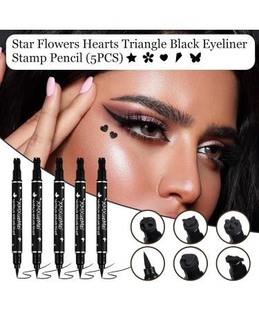 Double Side Liquid Winged Eyeliner Stamp Smudge Proof Waterproof Eyeliner Pen Set Long-Lasting Eye Liner Face Makeup Star Flowers Hearts Triangle Black Eyeliner Stamp Pencil(5PCS) - Buy Online on GoSupps.com