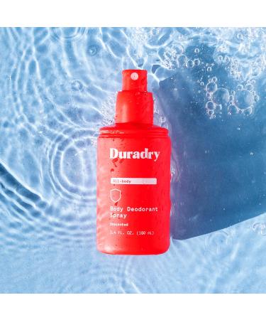 Duradry Body Deodorant Spray - Aluminum Free Natural Odor Eliminator Unscented 3.4 Fl Oz - Shop Internationally - Buy Online on GoSupps.com