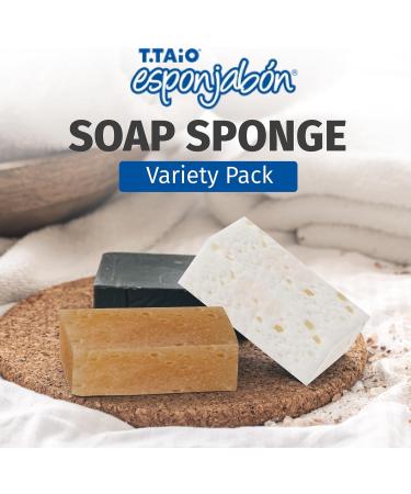 Shop T.Taio Esponjabon Variety Pack - Mini Travel Size Soap Sponges | Mother of Pearl Oatmeal & Charcoal for All Skincare Needs | Perfect for On-The-Go Cleansing - Buy Online on GoSupps.com