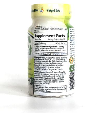 Liposomal Ginkgo Biloba | 120mg per Pill | Cognitive Support | Maximum Absorption Formula | 3 Month Supply | Non-GMO | Gluten-Free | Vegetarian | Lab Certified | USA - Buy Online on GoSupps.com