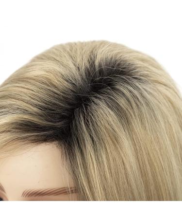 Ombre Blonde Bob Wig - Synthetic Medium Length Wig for White Women with Bangs - Buy Online on GoSupps.com