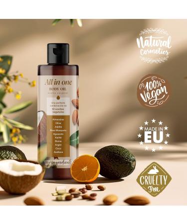 QKnatur - All in One Oil Body Oil for Skin Care - 200ml - Formulated with 10 Plant-Based Oils | Improves the Appearance of Scars | Spot & Stretch Mark Prevention - Buy Online on GoSupps.com
