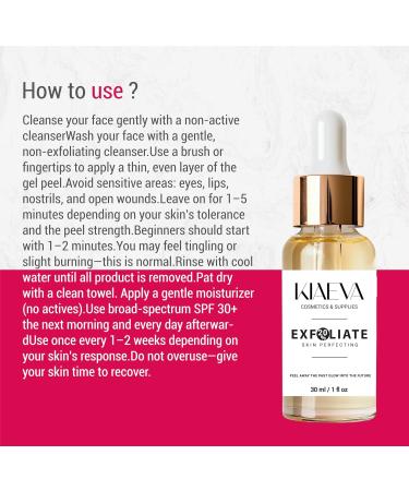 Kiaeva 40% Chemical Peel for Face - Peeling for Facial & Body Exfolianting with 15% Glycolic Acid - Dead Skin Remover with Gentle Formula for All Skin Type - 1 fl oz/30ml - Buy Online on GoSupps.com