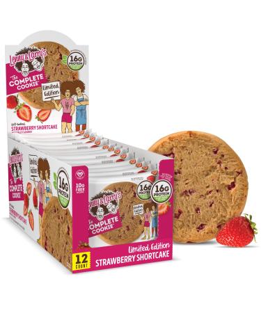 Lenny & Larry's Complete Protein Cookie Strawberry Shortcake Chewy Soft Baked 16g Plant Protein Vegan Non-GMO High Fiber 4 Ounce Cookie (Pack of 12)
