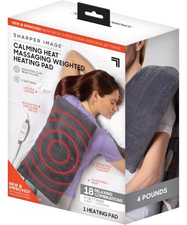 Calming Heat Massaging Weighted Heating Pad by Sharper Image- Weighted Electric Heating Pad with Massaging Vibrations, 6 Settings- 3 Heat, 3 Massage- 9 Relaxing Combinations, 12 x 24, 4 lbs 9 Combinations- 12 x 24, 4 P - Buy Online on GoSupps.com