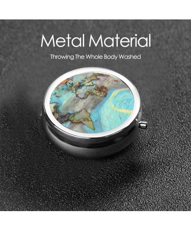 Cartoon World Map Round Pill Box | 3 Compartment Travel Organizer | Portable Pill Box for Purse & Pocket - Buy Online on GoSupps.com