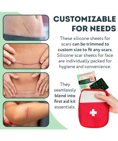 Reusable Silicone Scar Sheets for Surgical Scars | Pack of 4 | Soft Silicone Scar Removal Tape for C-Section Keloid & Burn Scars - Travel Size 1.6 x 3 Inches - Buy Online on GoSupps.com