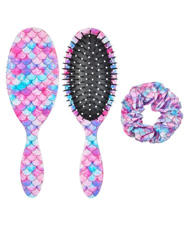 Girls Hair Brush  Kids Detangle Hair Brush for Curly Hair  Wet/Dry Hair Brush for Women  Pain Free Hair Brush for Thick Hair (Mermaid Tail)