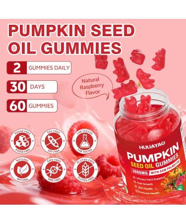 Pumpkin Seed Oil Gummies 3000MG Organic Pumpkin Seed Oil with Saw Palmetto Supplement for Hair Growth & Skin Health Prostate Health High Pure Extract for Women Men Raspberry Flavor 120 Count 120 Count (Pack of 1) - Buy Online on GoSupps.com