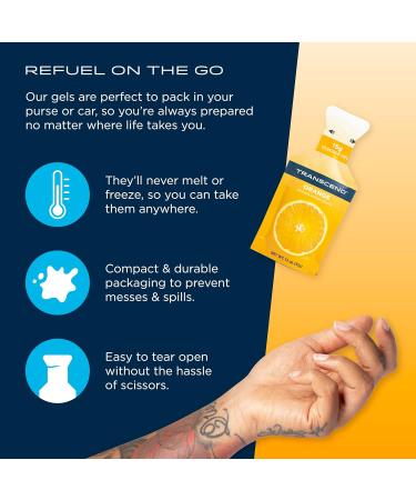 Transcend Foods Orange Gel (1.1 oz Pack of 10) | Fast-Acting Carb Gel - Caffeine Free Gluten Free Perfect for On-the-Go Energy - Buy Online on GoSupps.com