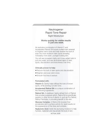 Neutrogena Rapid Tone Repair Night Cream - Anti-Wrinkle Moisturizer with Retinol Vitamin C & Hyaluronic Acid 1 fl. Oz - Best for Face & Neck Repair - Buy Online on GoSupps.com
