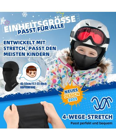 ICOCOPRO Children's Storm Hood Winter Balaclava | Warm Windproof Ski Mask for Girls - Black One Size - Buy Online on GoSupps.com