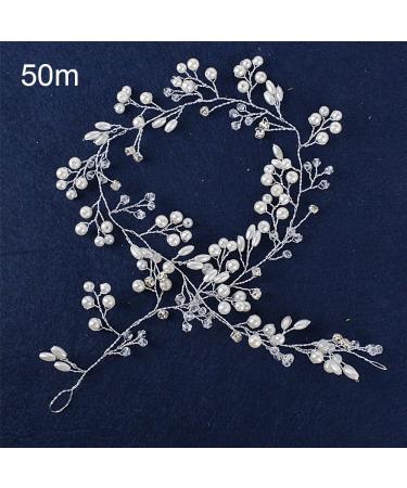 50 cm Pearl Crystal Hair Jewelry Crown - Wedding & Party Garland for Bridesmaids | Elegant Hair Band Accessory - Buy Online on GoSupps.com