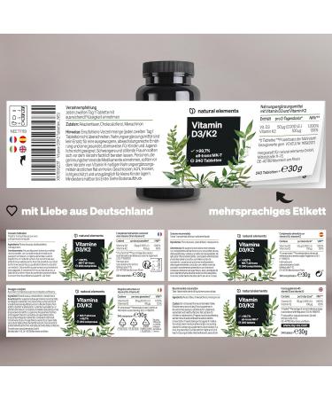 Buy Vitamin D3 + K2 - 99.7% All-Trans MK-7 & 2000 IU - 240 Tablets Highly Bioavailable Made in Germany - Buy Online on GoSupps.com