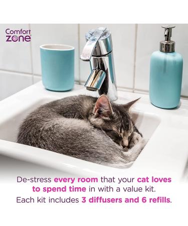 Comfort Zone Cat Calming Diffuser Kit + 6 Refills - Reduce Spraying & Scratching - Veterinarian Recommended - Value Pack for a Calm Home - Buy Online on GoSupps.com
