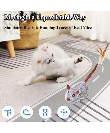 Vealind Electric Cat Toy Mouse - Interactive Toy with Feather Tail & USB Cable (Gray) - Fun for Cats & Kittens - Buy Online on GoSupps.com