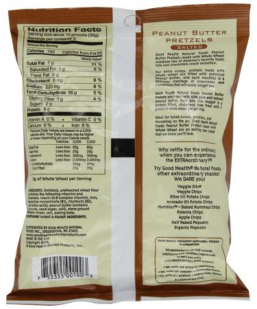 Good Health Peanut Butter Pretzels - Salted, 5.5oz Bags (Pack of 12) | Healthy Snack - Buy Online on GoSupps.com