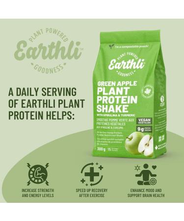 Earthli Green Apple Plant Protein Shake (300g) | Hemp Based Superfood | 20g Protein & 7g Fibre | Keto Friendly Non-GMO No Added Sugar | Vegan Plant-based Protein Powder | Nutritional Shake - Buy Online on GoSupps.com