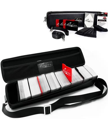 Quiver Time Black Quiver Card Case Card Game Card Carrying Case with Wrist & Shoulder Strap, Dividers & Separators, Corner Pads + 100 Apollo Clear Card Sleeves Black The Original Quiver Card Case