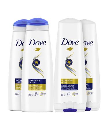 Dove Intensive Repair Shampoo & Conditioner with Bio-Nourish complex for dry damaged hair 355 ml (Pack of 4: 2 Shampoos + 2 Conditioners) Intensive Repair Shampoo + Conditioner 355 ml (Pack of 4)