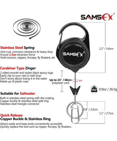SAMSFX Fly Fishing Knot Tying Tools - Quick Knot Tool for Hooks, Lures, Flies, Trout Line Backing - 2 Sets with Zinger Retractors - Red Grip Knot Tool & Carabiner Zinger - Buy Online on GoSupps.com