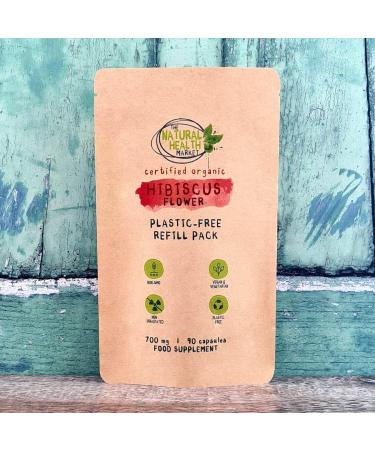 Soil Association Certified Organic Hibiscus Flower 700mg Capsules - 90 Capsule Pouch | The Natural Health Market - Buy Online on GoSupps.com