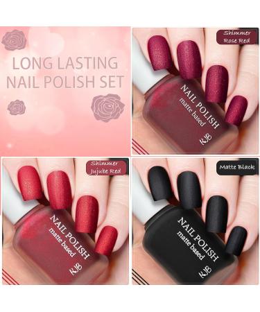 Matte Nail Polish Set 3 Colors Nail Varnish Set Burgundy Dark Red Nail Varnish Shimmer Quick Dry & Long Lasting Black Nail Polisht for Women DIY Nail Art at Home 12ML - Buy Online on GoSupps.com