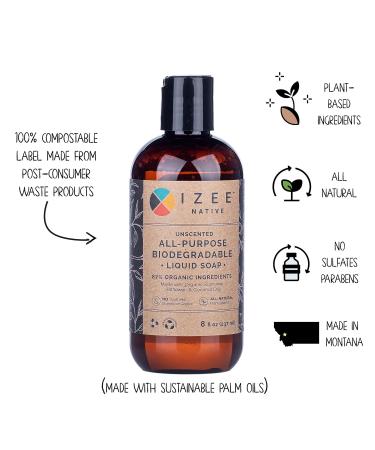 Biodegradable All-Purpose Castile Soap 8oz - Unscented Eco-Friendly Camping Soap | Organic Multi-Purpose Cleanser for Dishes Face Hair Laundry - Made in Montana USA - Buy Online on GoSupps.com