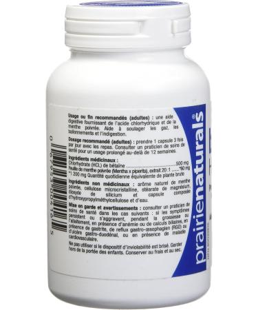Prairie Naturals Betaine HCL 500mg VCaps - 60 Count Unflavored 60 Count (Pack of 1) - Buy Online on GoSupps.com
