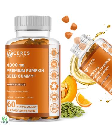 Pumpkin Seed Oil Gummies 4,000 mg for Hair Growth, Urinary Tract Support, Bladder Control Supplement, Younger Looking Skin & Face, Rich in Omega 3, Omega 6 & Essential Fatty Acids Sugar-Free!