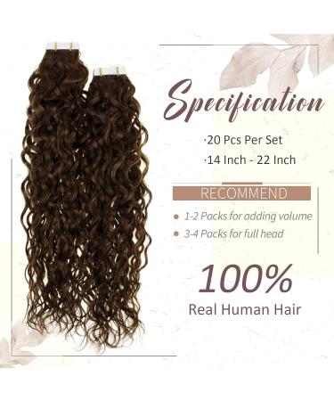 RUNATURE 18 Inch Brown Wavy Tape in Hair Extensions - 50g Real Human Hair, #4-NW - Buy Online on GoSupps.com
