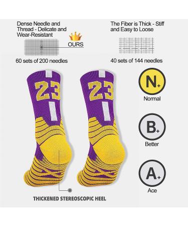 HMWIWAR Basketball Socks for Men & Boys - 2 Pairs, Lucky Number Sports Star Socks - #30 - Child & Adult Sizes 1.5-5.5 - Buy Online on GoSupps.com