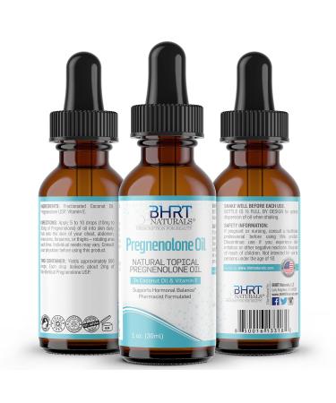 BHRT Naturals Natural Topical Pregnenolone Oil  30ml Hormone Balance Dietary Supplement  Premium Formula with Vitamin E Coconut Oil  Enhanced Bioavailability  Adrenal Support (1 Bottle)