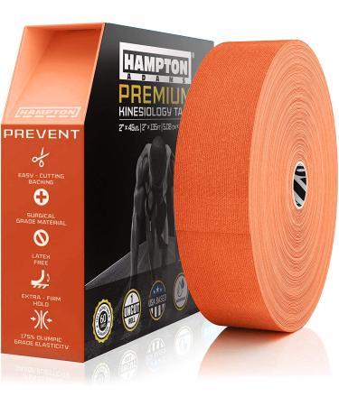 (135 Feet) Bulk Kinesiology Tape Waterproof Roll Sports Therapy Support for Knee Muscle Wrist Shoulder Back/Original Uncut Premium Therapeutic Elastic & Hypoallergenic Cotton - (Orange)