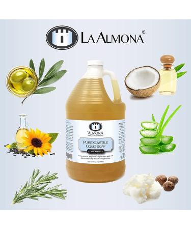 La Almona Unscented Pure Castile Liquid Soap 1 Gallon - Multipurpose for Hands, Face, Body, Laundry & Dishes - All-Natural Ingredients - Fragrance-Free - 128 Fl Oz - Buy Online on GoSupps.com