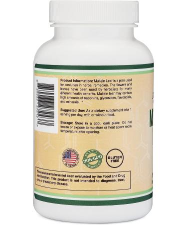 Mullein Leaf Capsules 10,000mg Strength - 180 Vegan Capsules for Lung Health, Respiratory Support - No Fillers - Double Wood - Buy Online on GoSupps.com