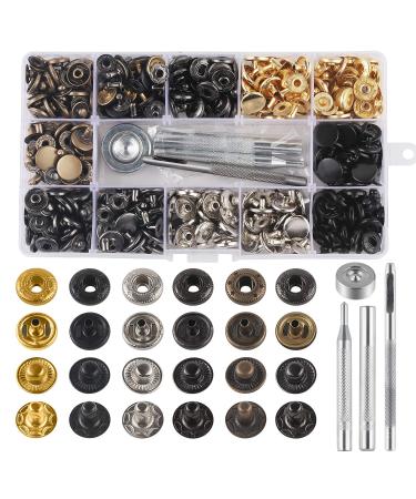 132 Sets Leather Snap Fasteners Kit  MSDADA 12.5 mm Metal Button Snaps Press Studs with 4PCS Fixing Tools  Sewing Snaps for Clothes Leather Craft Bracelets Jeans Wears Jackets Bags Belt